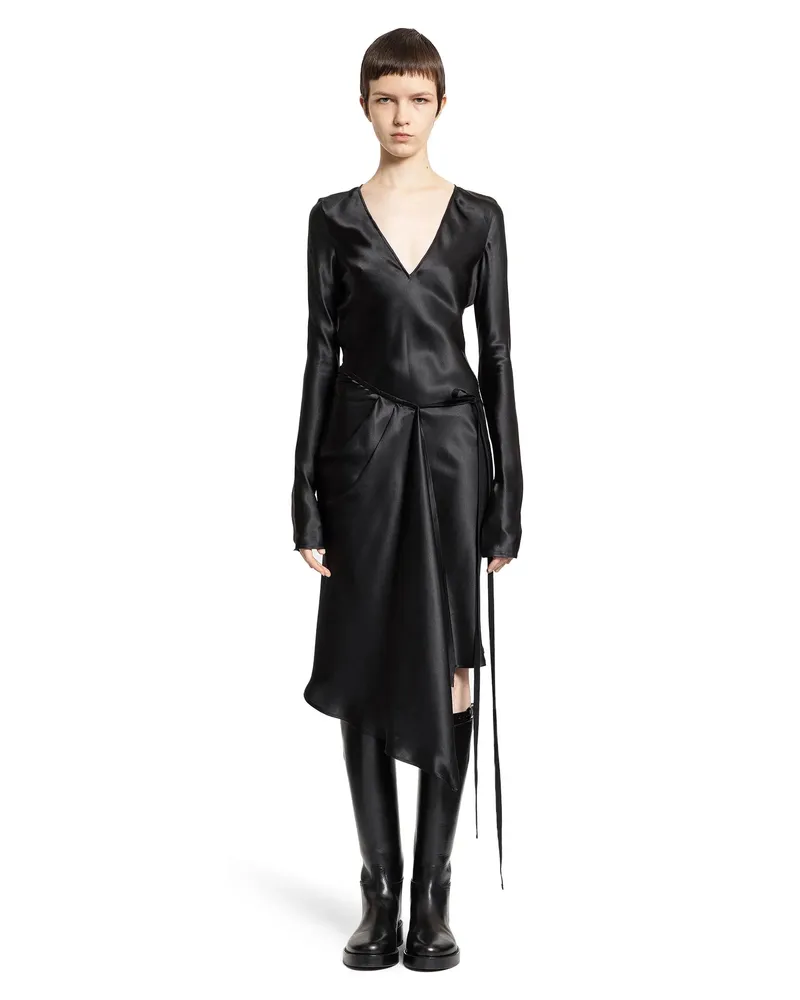 Ann Demeulemeester Frederique asymmetric wrap dress Black