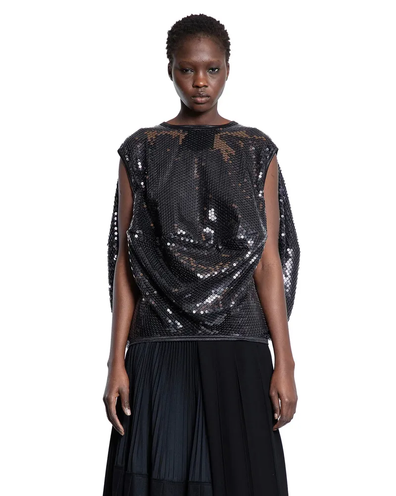 Junya Watanabe Sequin Draped Top Black