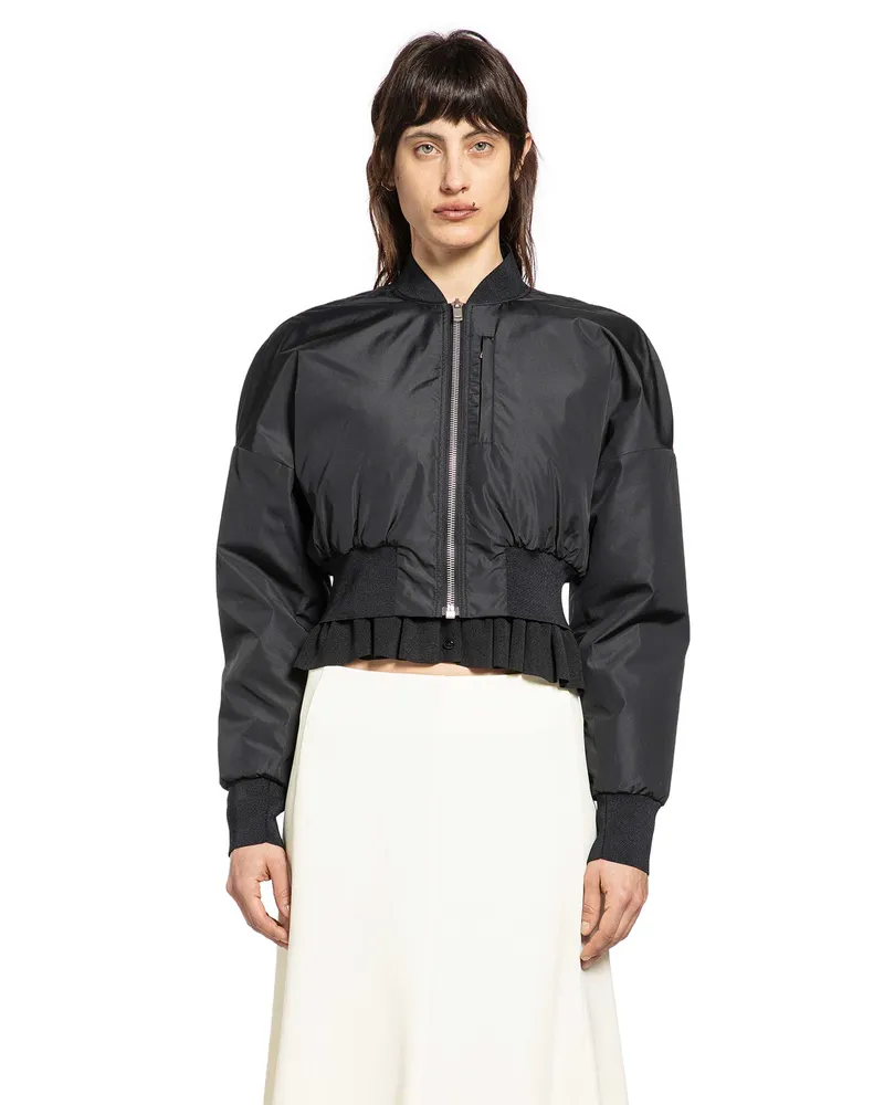 Jil Sander Taffeta Cropped Bomber Jacket Black