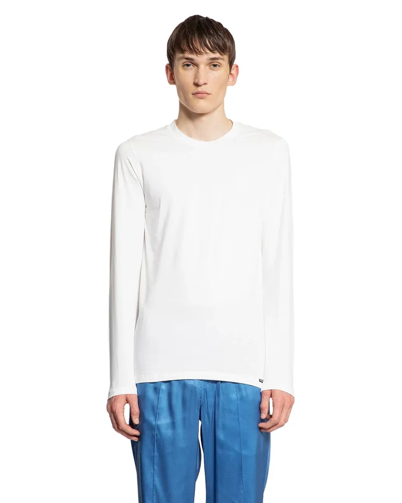 Tom Ford Cotton Modal Long Sleeve T-Shirt White