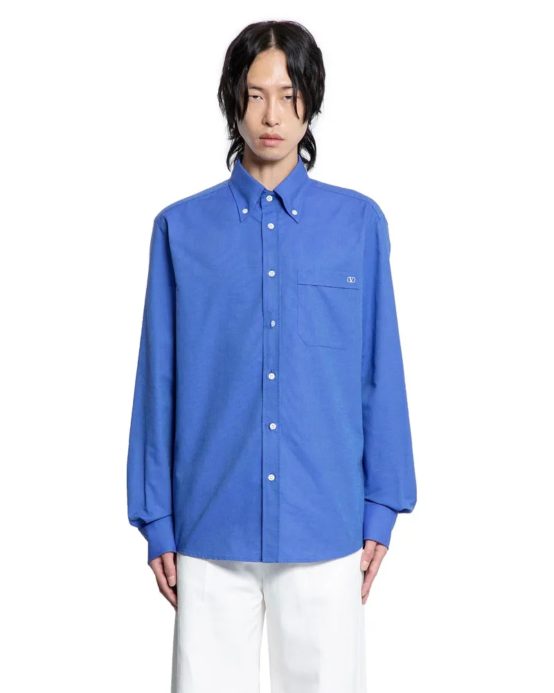 Valentino Garavani Camicia con taschino e bottoni VLogo Blue