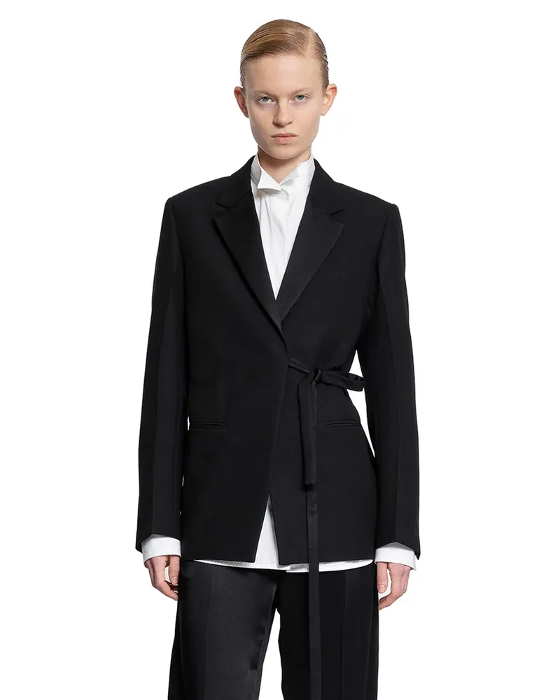 Totême Blazer avvolgente con revers in raso Black