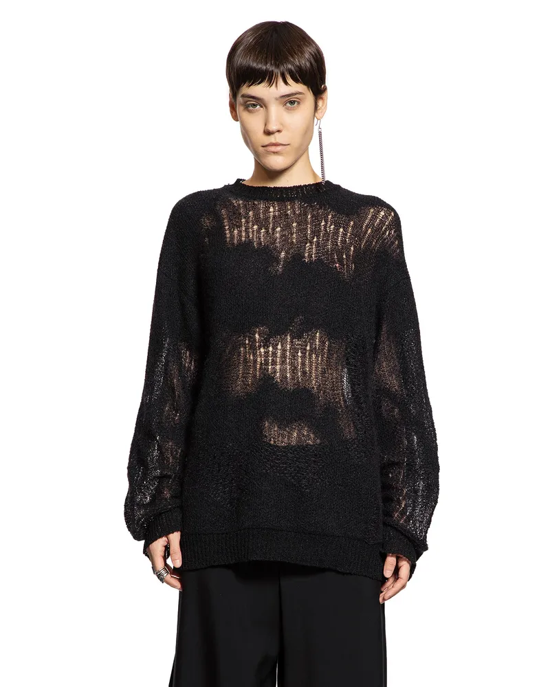 Ann Demeulemeester Lalla Oversize Sweater in Brushed Mohair Black