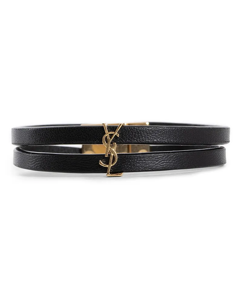 Saint Laurent Cassandre Double Strand Bracelet Black