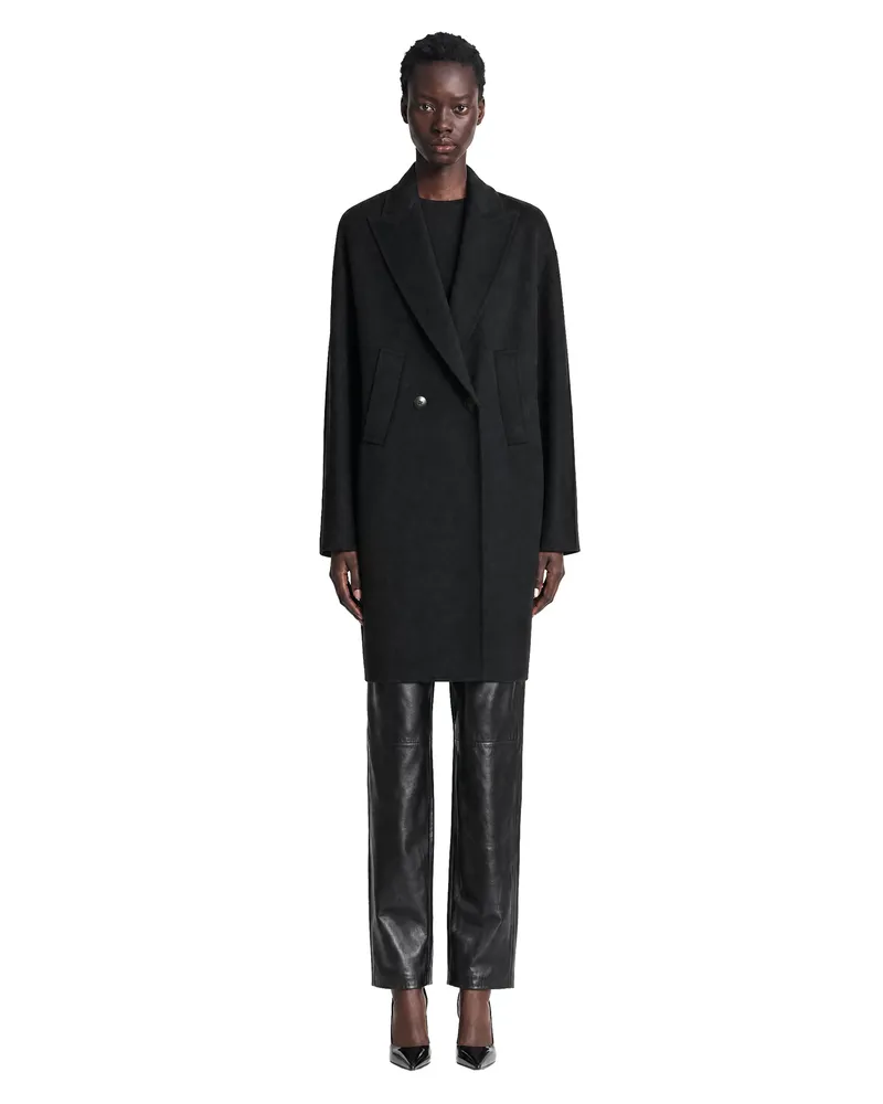 Max Mara Double-Breasted Wool Broadcloth Coat Black