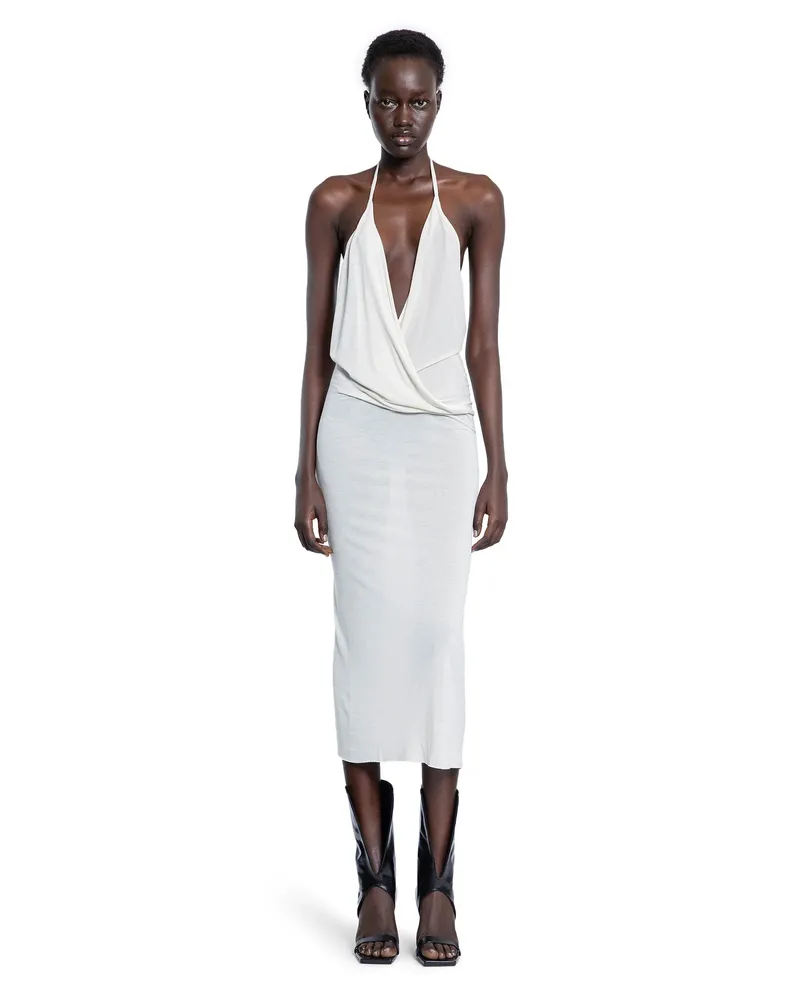 Rick Owens Abito drappeggiato di Hollywood in jersey di seta viscosa White