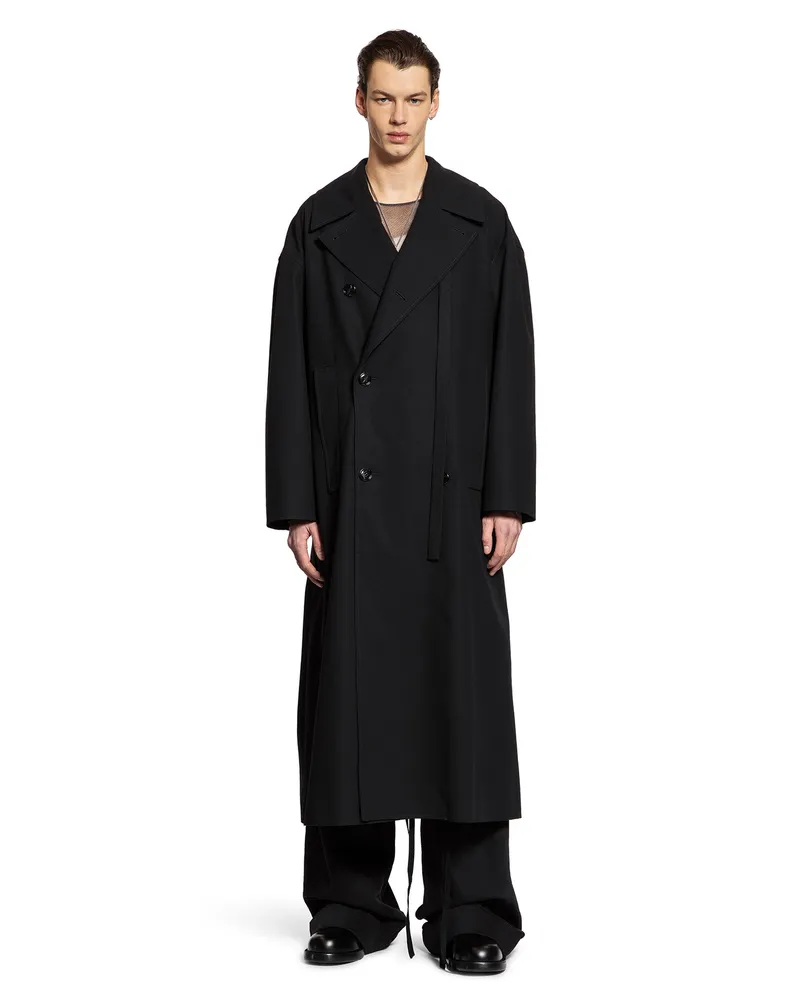Ann Demeulemeester Feliks High-Comfort Trench Coat in Twill Black