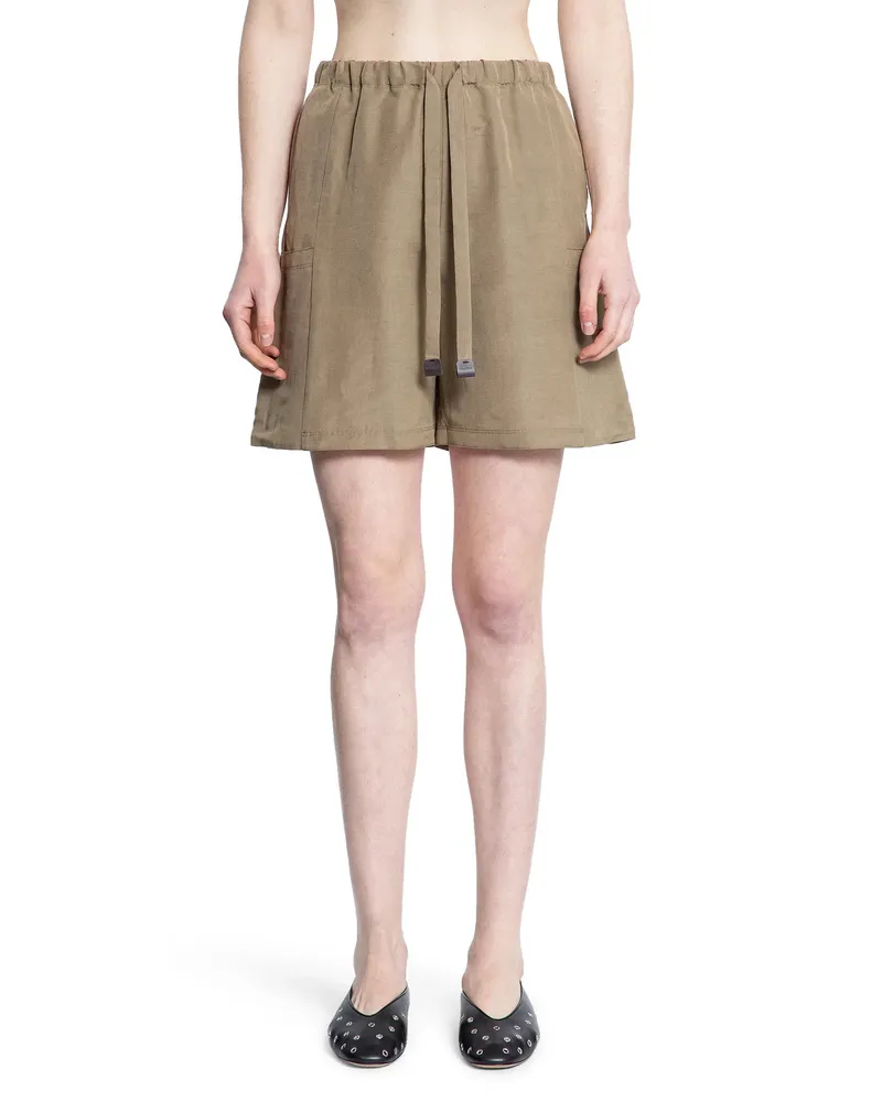 Max Mara Linen Silk Drawstring Shorts Beige