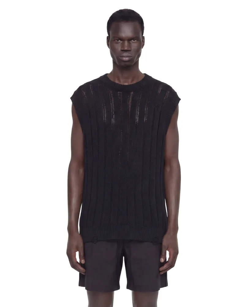 Laneus Destroyed Knit Vest Black