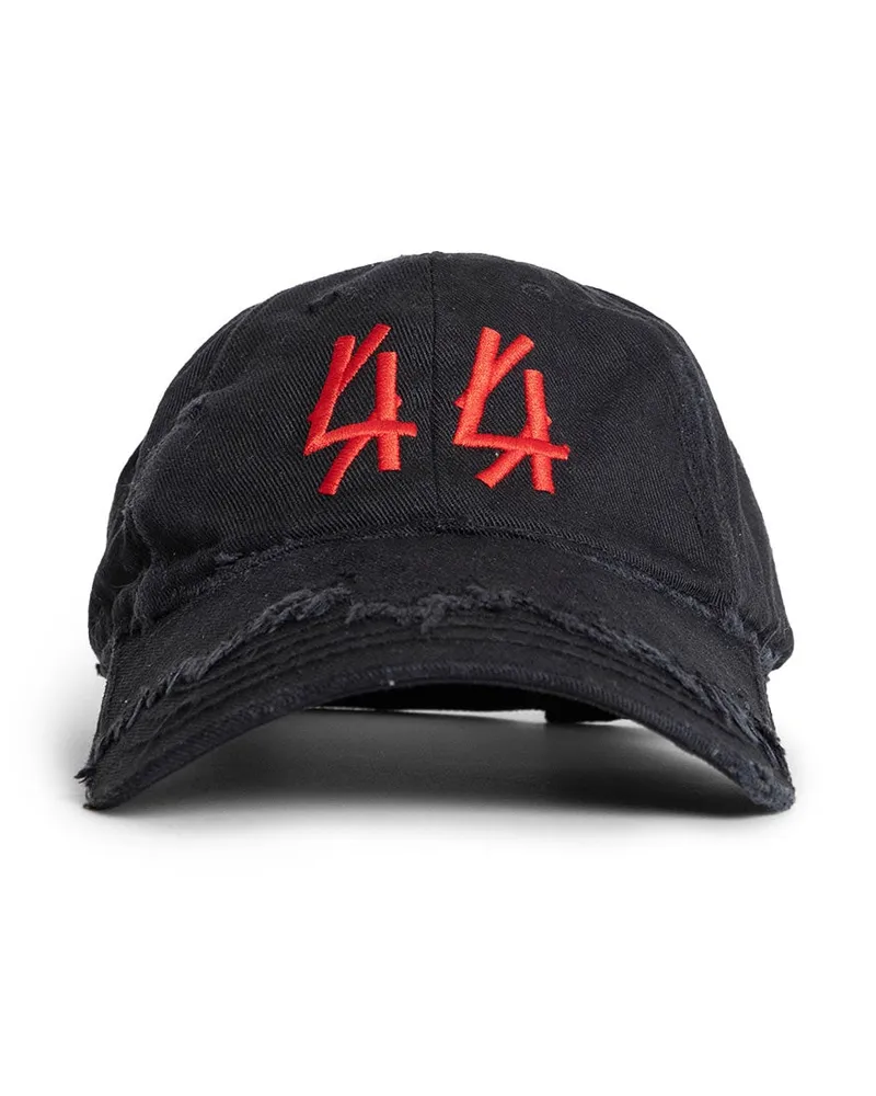 44 LABEL GROUP 44 Distressed Cotton Gabardine Cap Black