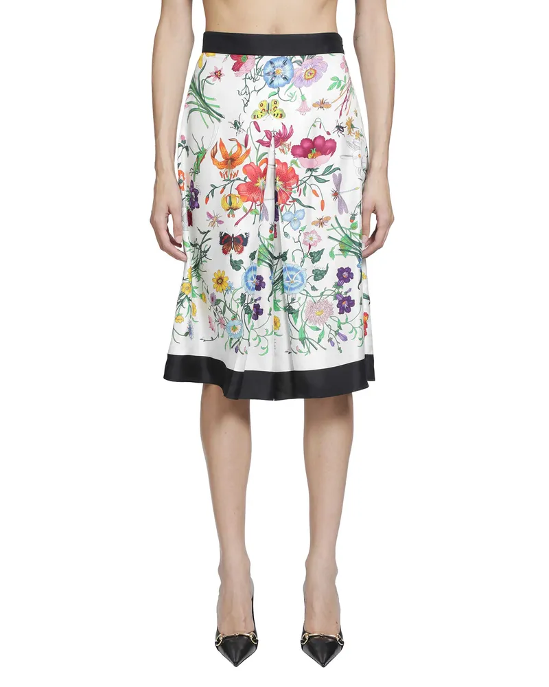 Gucci Printed Silk Bermuda Pants White