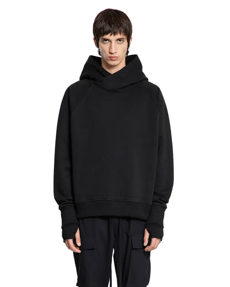 THOM KROM Cotton Jersey Wrap Hoodie Black