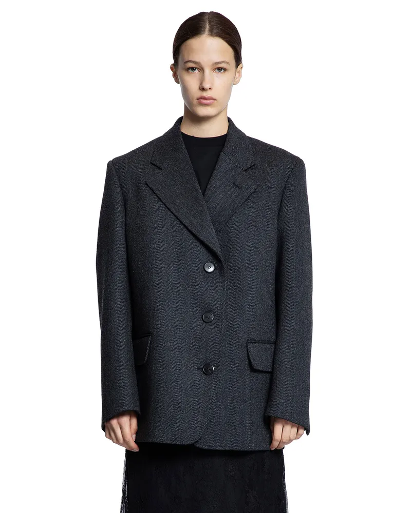 Prada Chevron Wool Blazer Grey