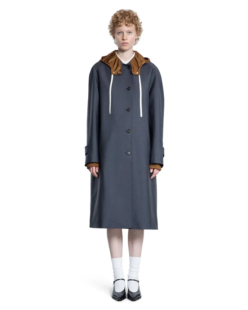 Miu Miu Single-breasted kid mohair and technical pongé coat Grey