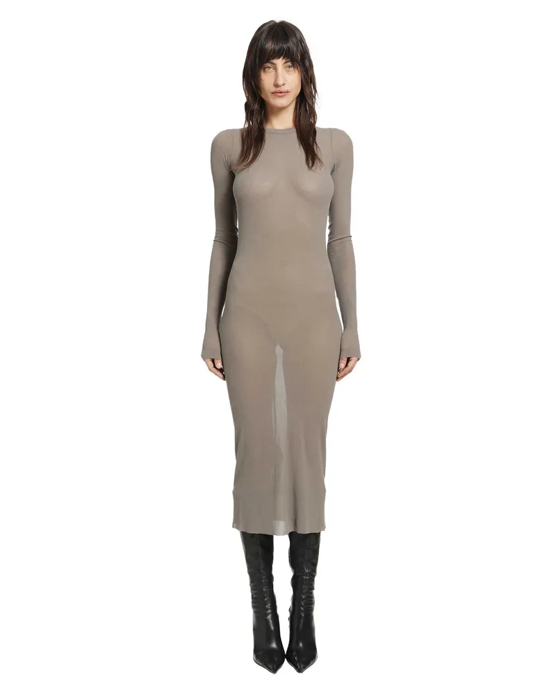 Rick Owens Temple Rib Long Sleeves Dress Brown