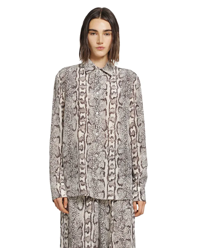 Balenciaga Python Print Silk Shirt Beige