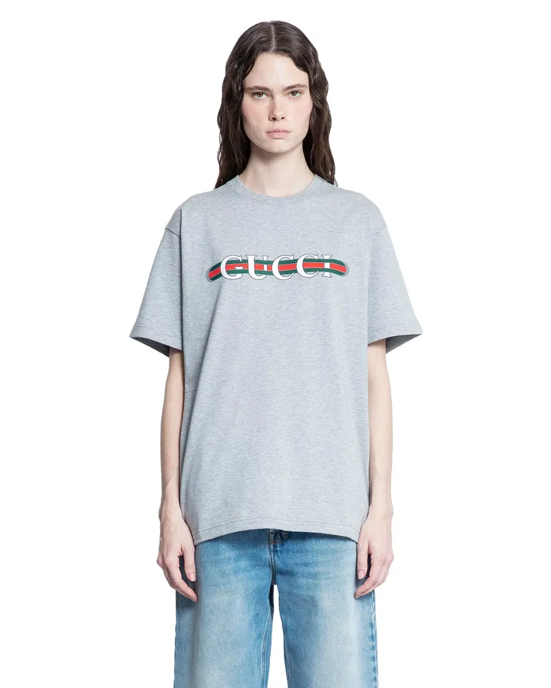 Gucci WOMAN GREY T-SHIRTS & TANK TOPS Grey