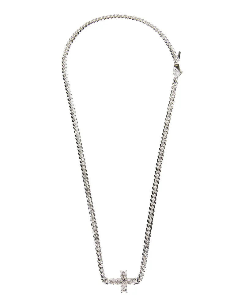 Emanuele Bicocchi Notre Dame Cross Chain Necklace Silver