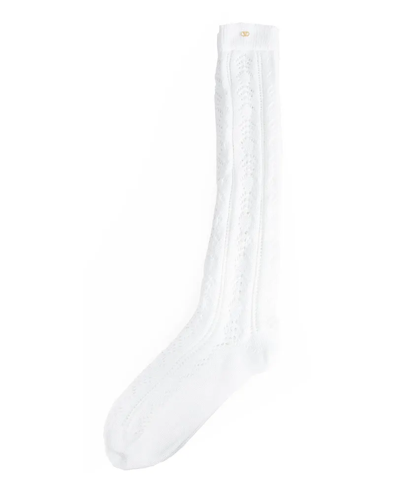 Valentino Garavani VLogo Cotton Openwork Socks White