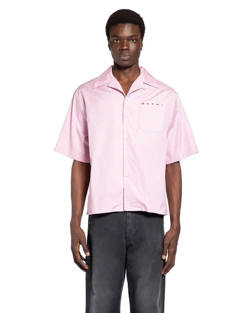 Marni Peeping Logo Bowling Shirt White