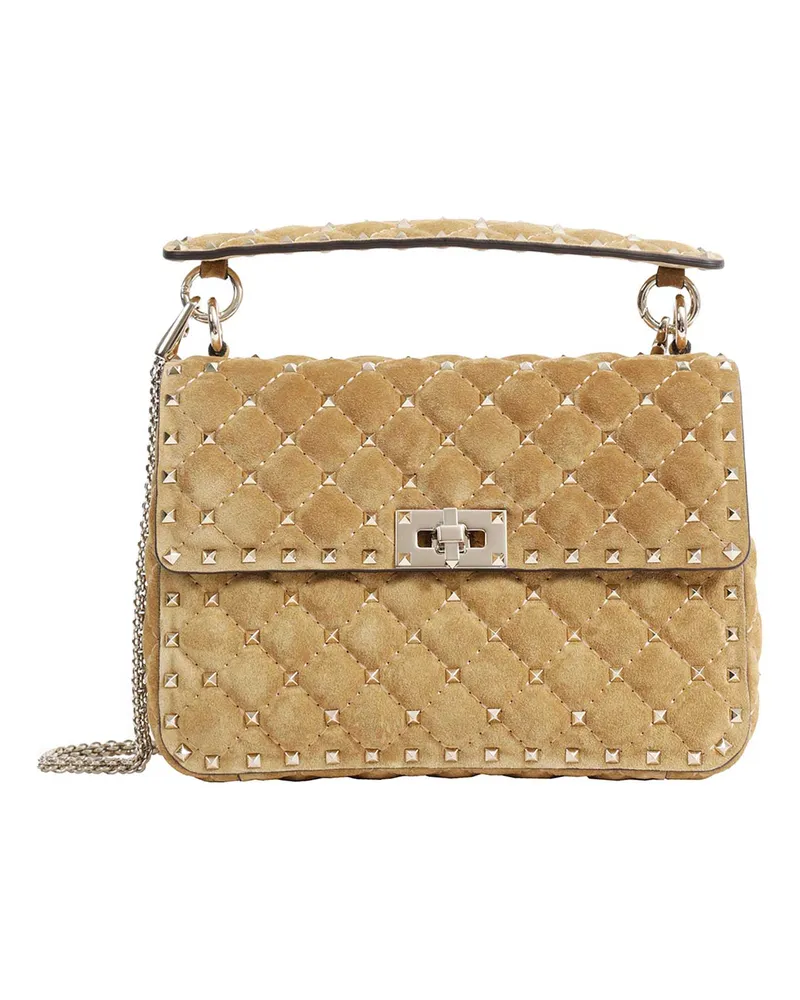 Valentino Garavani Rockstud Spike Medium Suede Beige