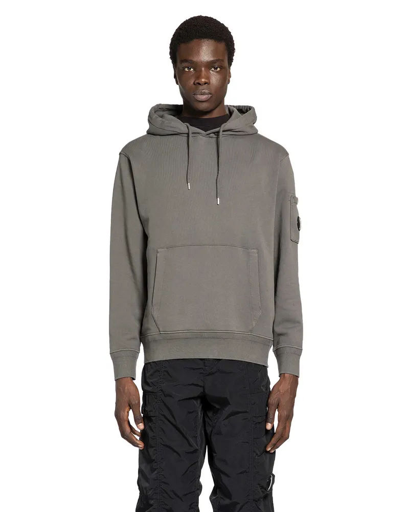 C.P. Company Cotton Diagonal Fleece Hoodie Grey