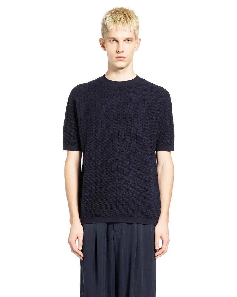 Giorgio Armani Virgin Wool T-Shirt Blue