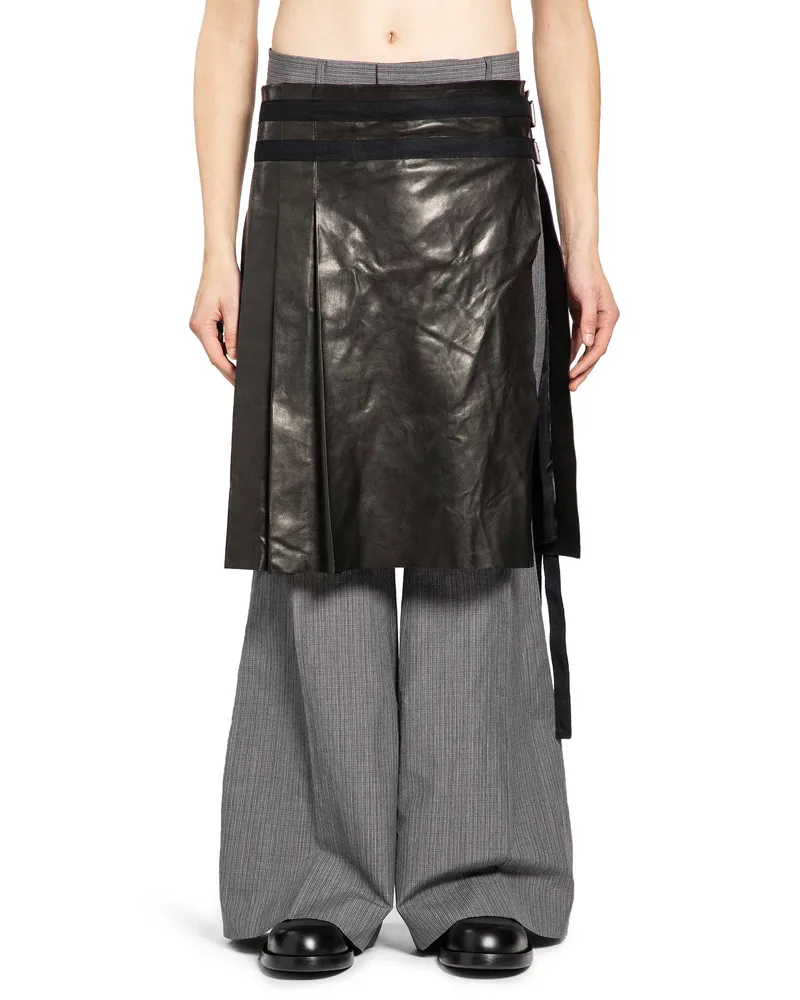 Ann Demeulemeester Mane Kilt in Vintage Lux Grained Leather Black