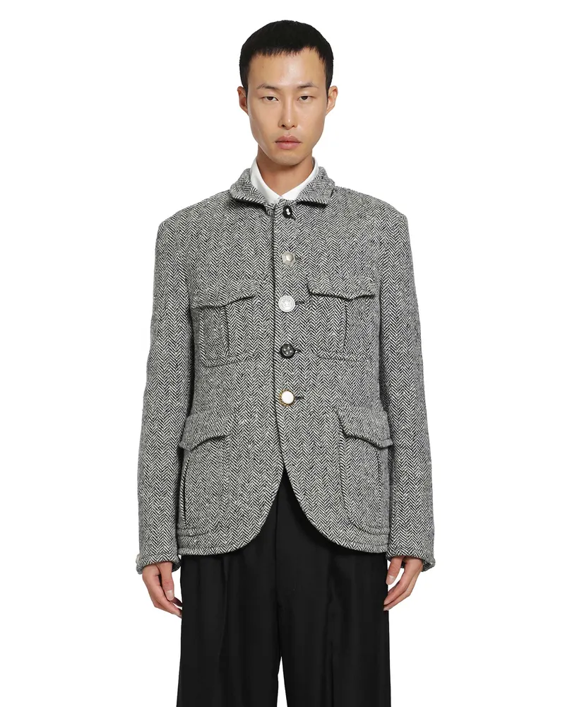 Junya Watanabe Herringbone Wool Jacket Black&white