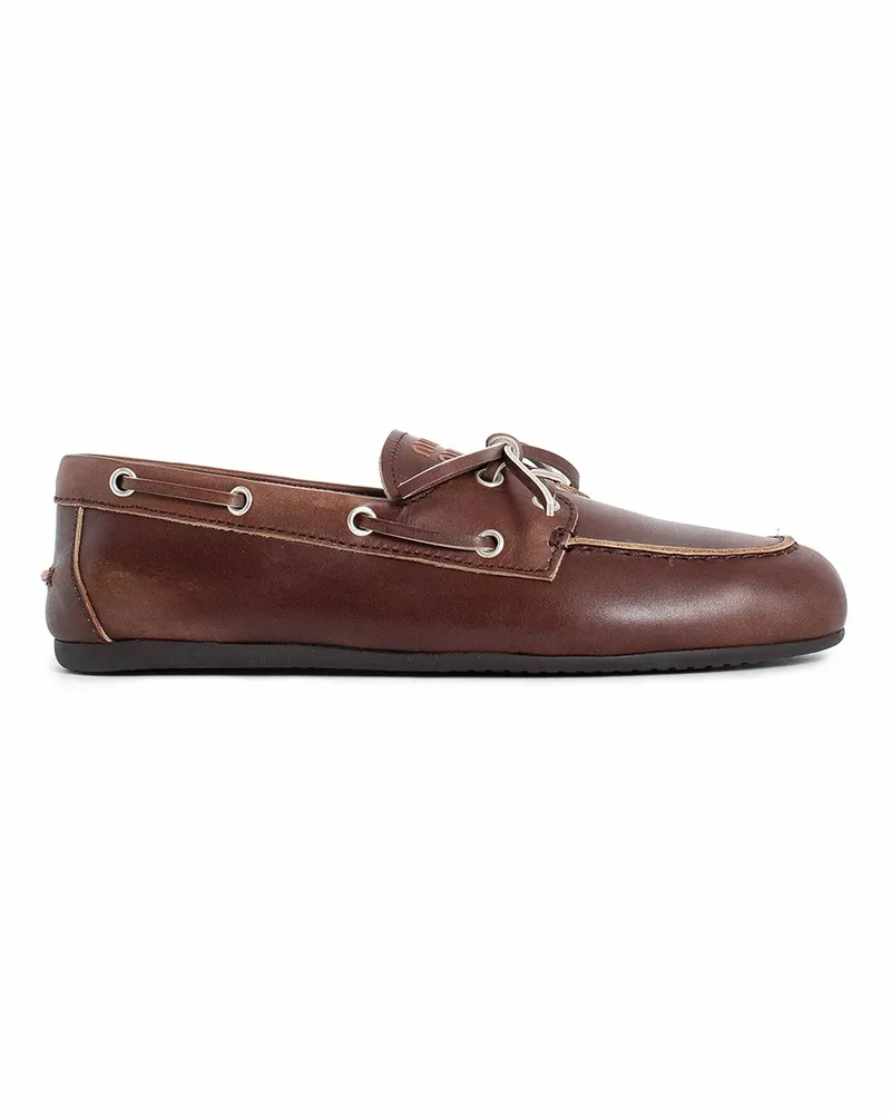 Miu Miu Unlined bleached leather loafers Brown