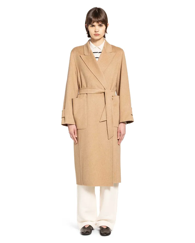 Max Mara Camel Long Robe Coat Beige