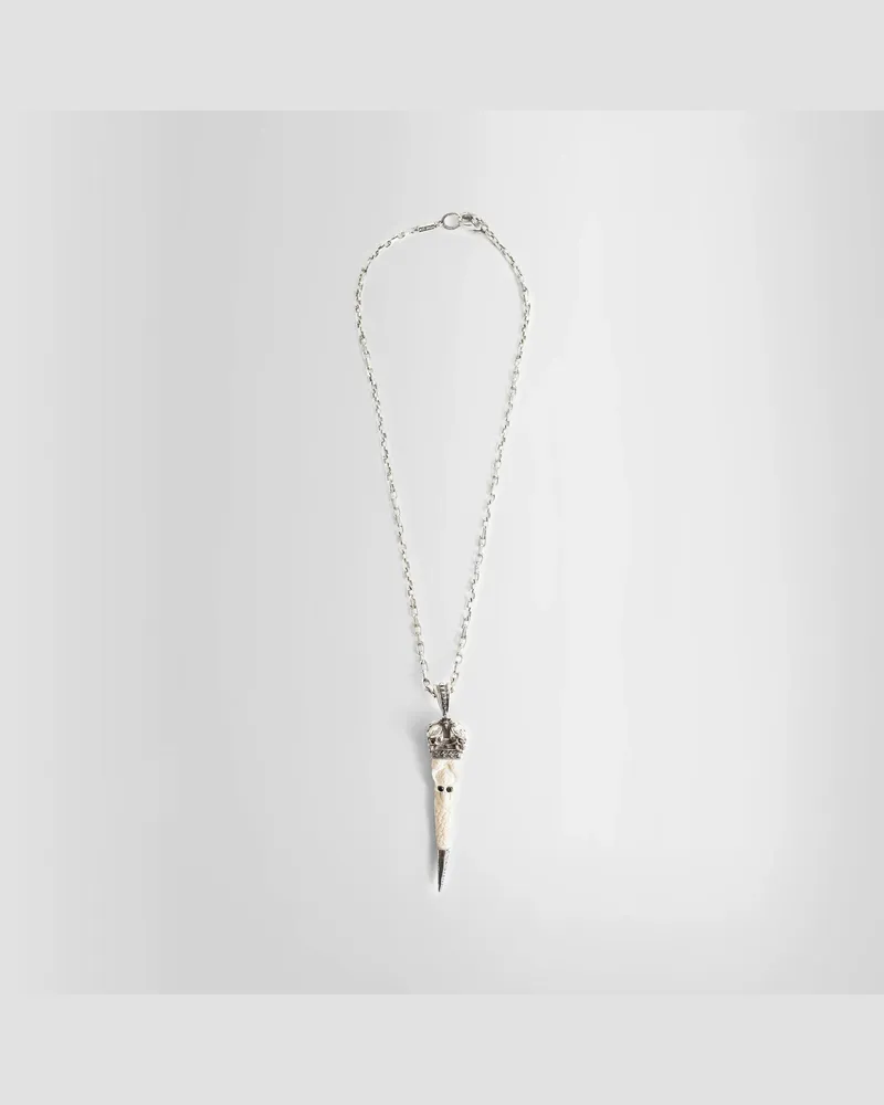 KD2024 Pendant Skull Kannibal Horn Necklace Silver