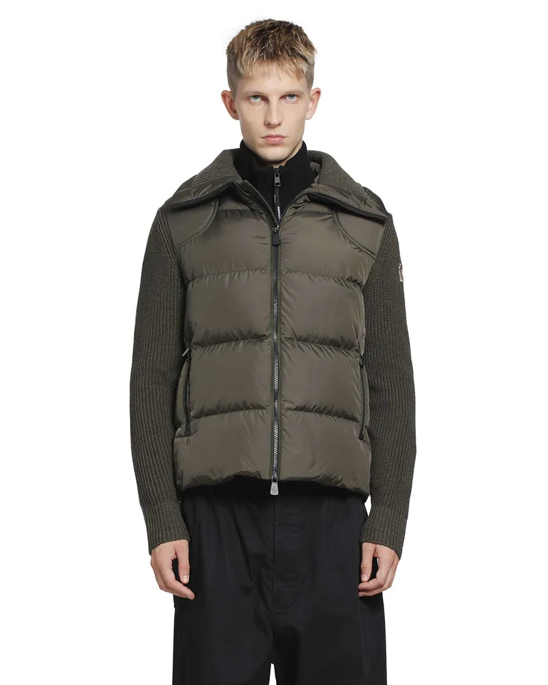 Moncler Padded Wool Zip-Up Cardigan Green