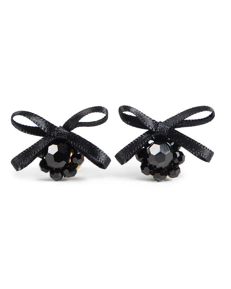 Simone Rocha Petite Bow Daisy Stud Earrings Black