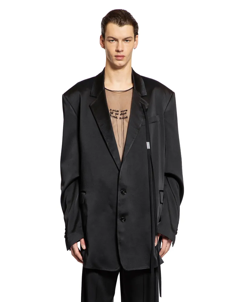 Ann Demeulemeester Anthoon High-Comfort Blazer in Cady Satin Black