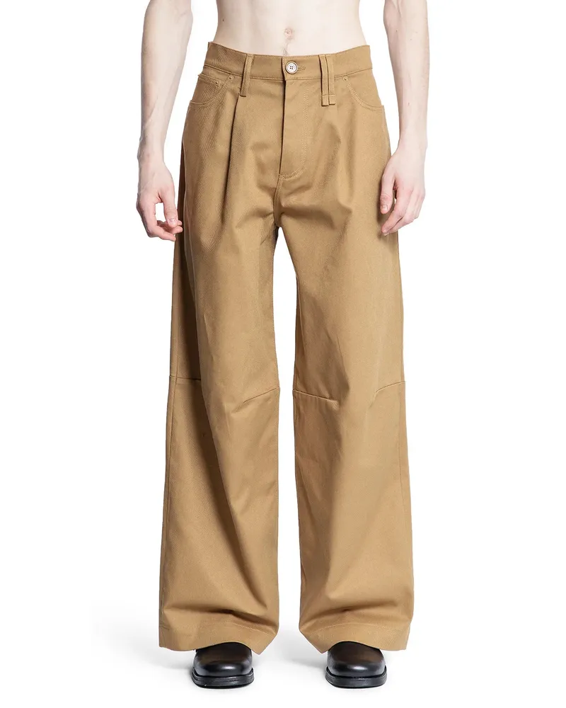 Simone Rocha Wide Leg Puddle Drill Jeans Brown