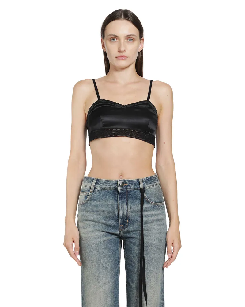 Ann Demeulemeester Xaja Washed Silk Satin Bralette Black