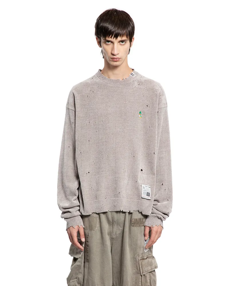 MIHARAYASUHIRO Distressed Knit Sweater Grey