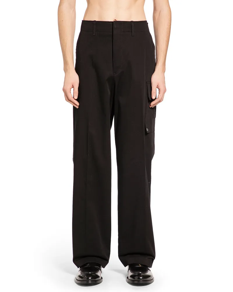 Fendi Cotton Gabardine Cargo Trousers Black