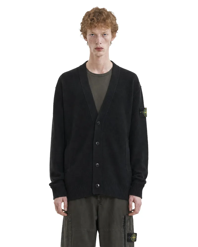 Stone Island 5100010 Pure RWS Wool Cardigan Black