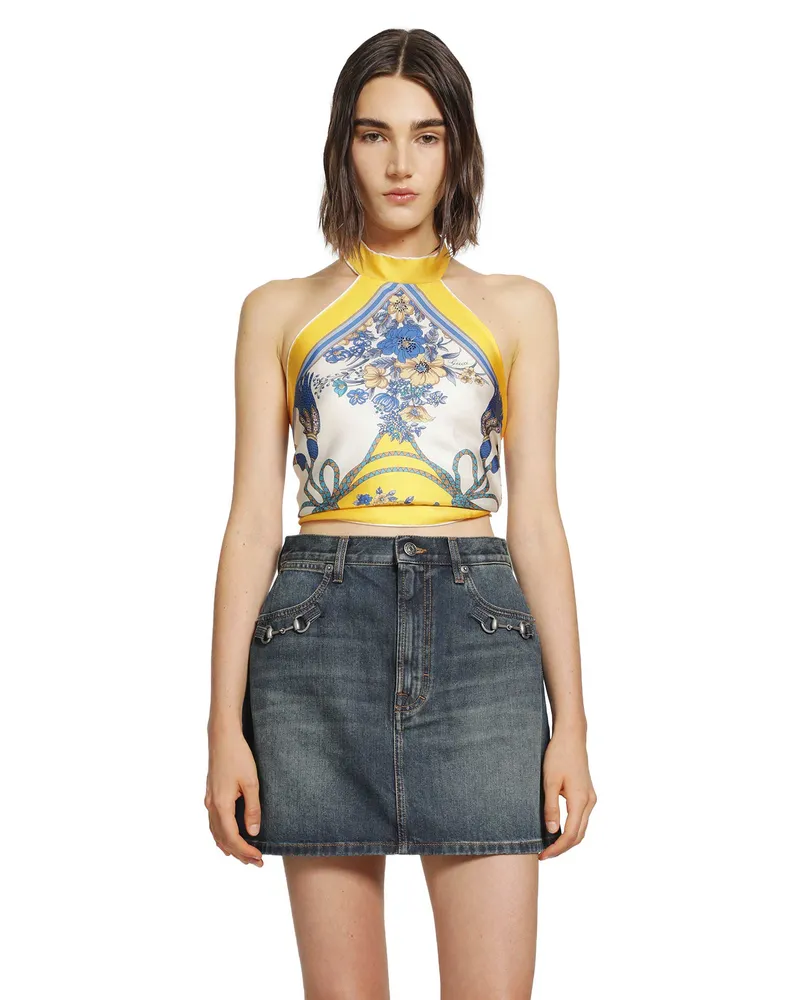 Gucci Printed Silk Twill Top Multicolor