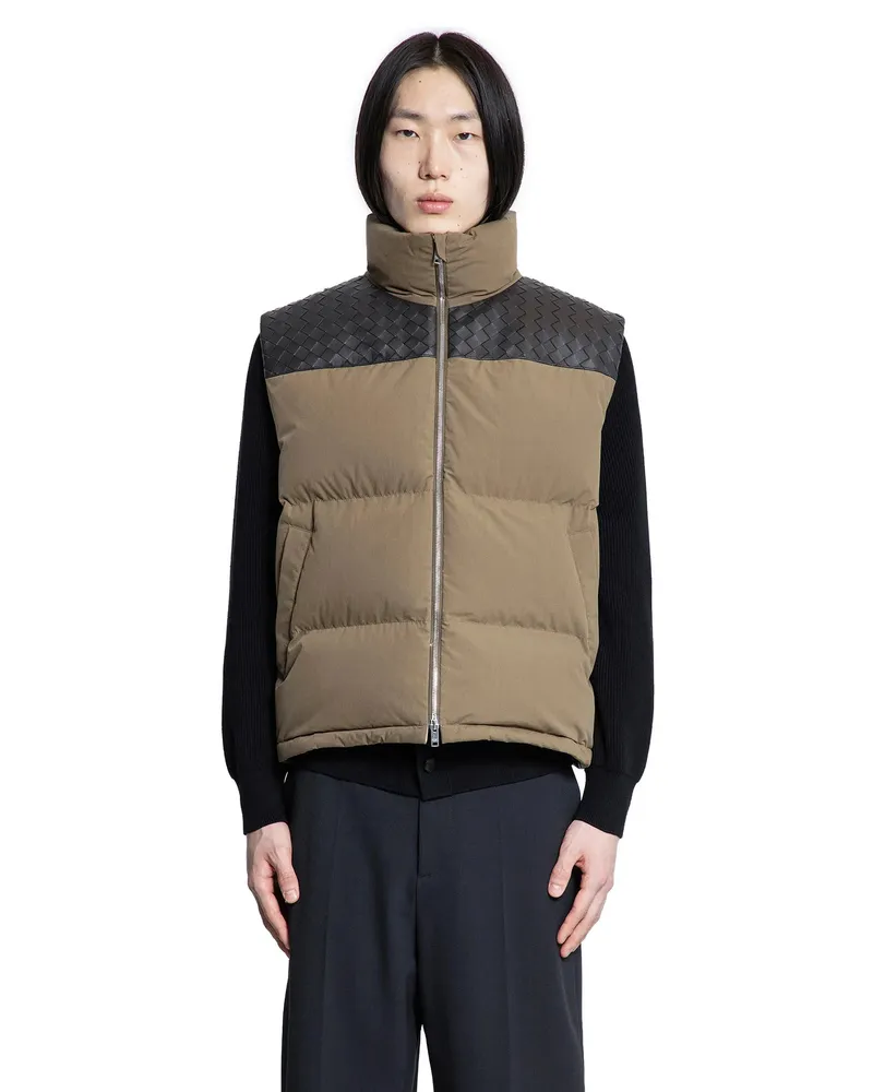 Bottega Veneta Frosted Poplin Puffer Gilet Beige