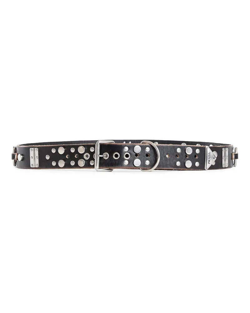 Prada Cintura in pelle borchiata Black