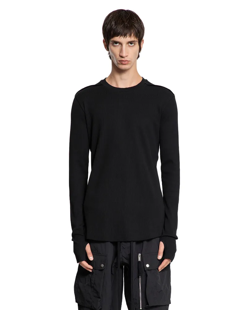 THOM KROM Waffle Jersey Long Sleeve T-Shirt Black
