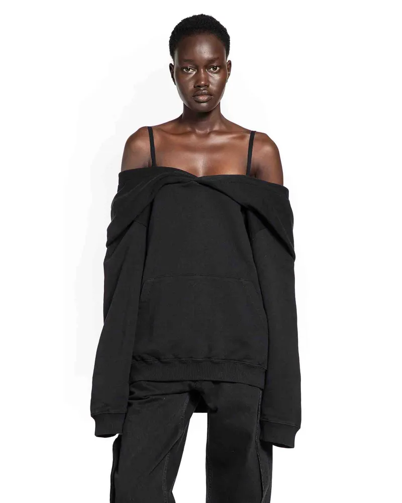 Maison Margiela Off-The-Shoulder Hoodie Black