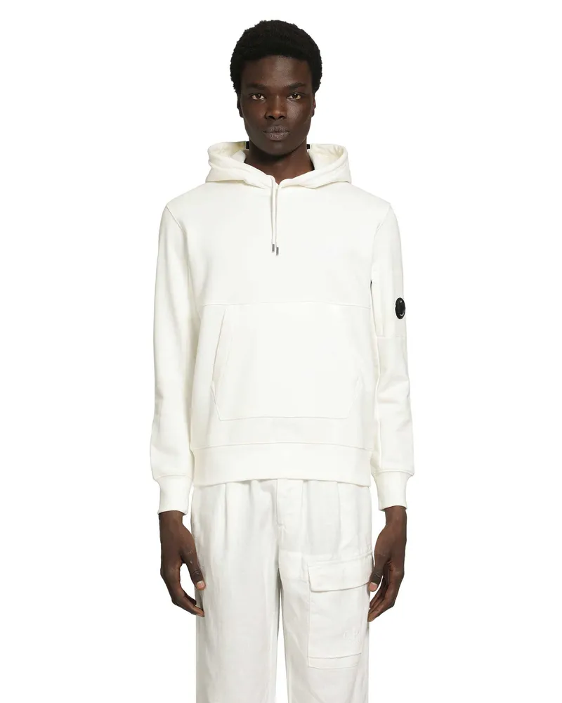 C.P. Company Cotton Jersey Lens Hoodie White