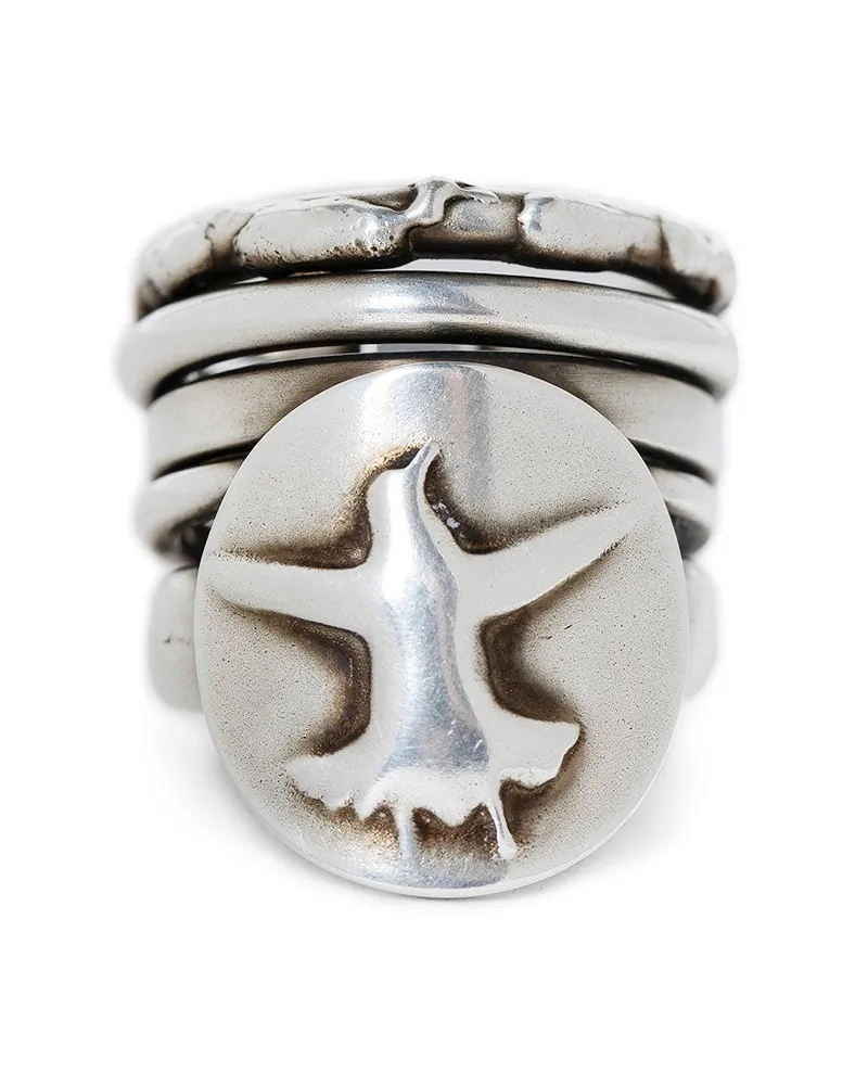 Ann Demeulemeester Mossa Flying Bird Stacked Ring Silver