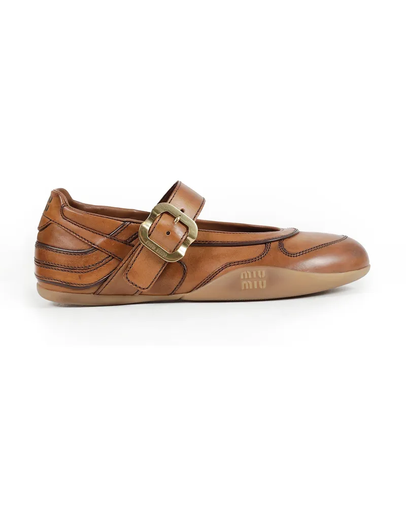 Miu Miu Gymnasium leather ballerinas Brown