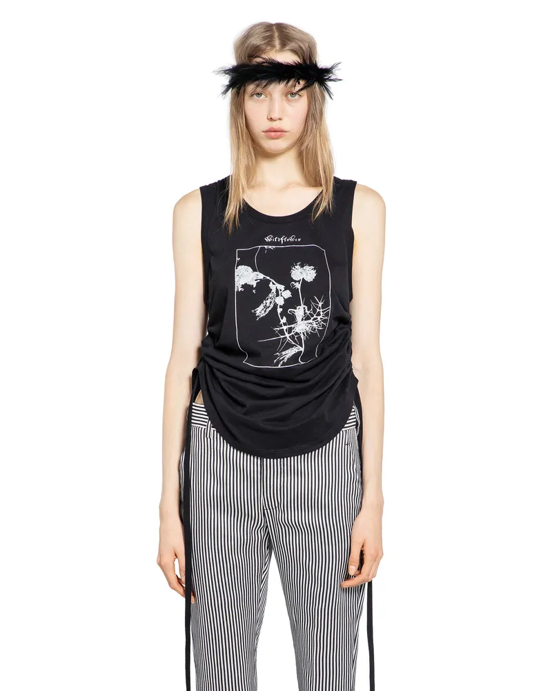 Ann Demeulemeester Wildflower'' Mexi Cropped Tank Top Black