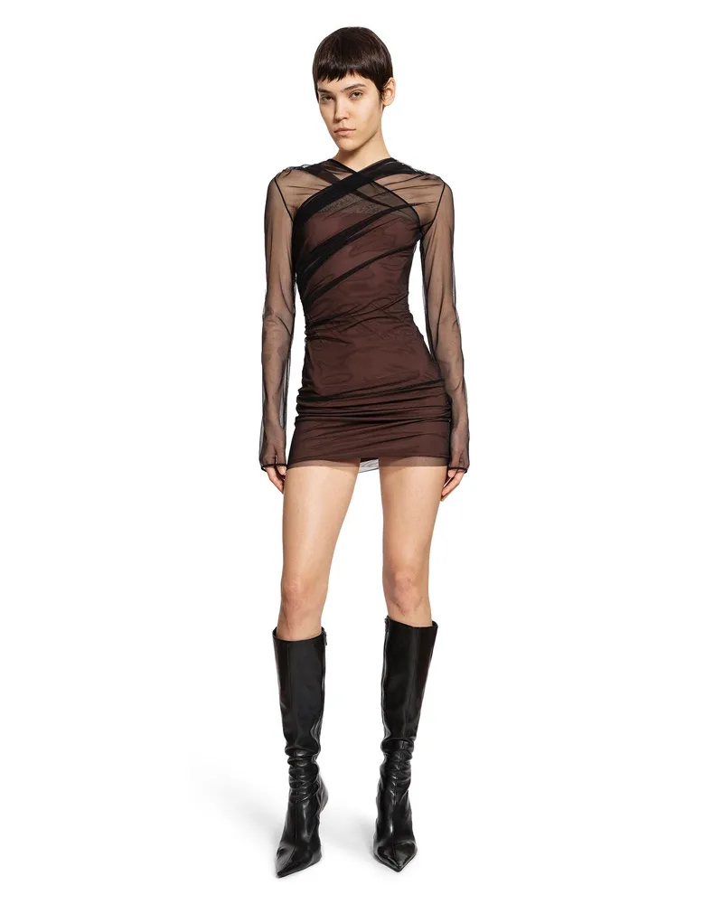 Nensi Dojaka Draped Tulle Mini Dress Black